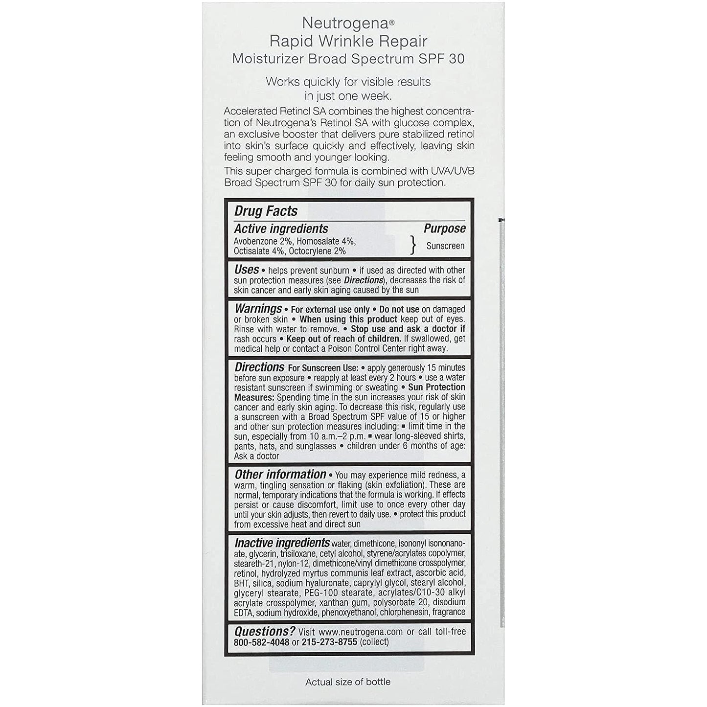 Neutrogena Rapid Wrinkle Repair Moisturizer Spf 30, 1 oz, 2 pack