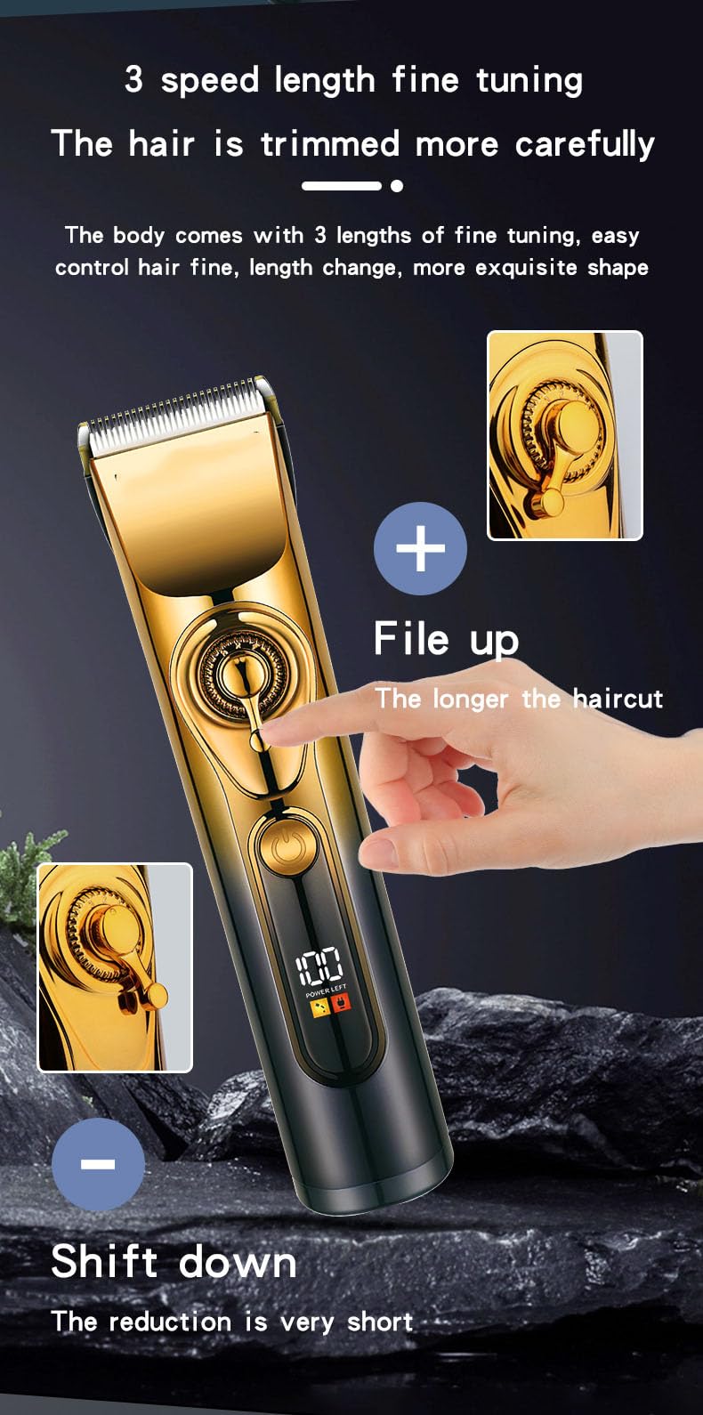 QDKVTNDJZ Smart Electric Hair Clippers for Men, Cordless Hair/Beard Trimmer Set with 4 Guide Combs,LED Display,High Speed Motor Hair Cutting Kit Beauty and Personal Care QDKVTNDJZ