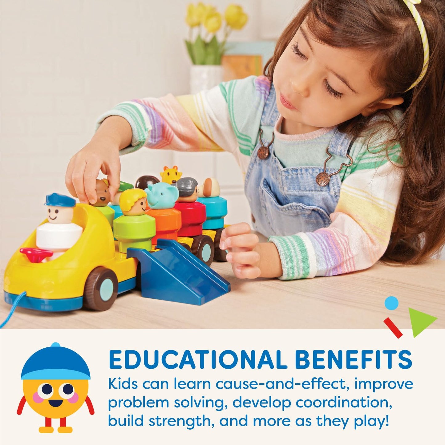 Battat - Toy Bus for Toddlers with Moving Parts & 9 Figures - Developmental Toy for Babies - Spinning Bus - 18+ Months