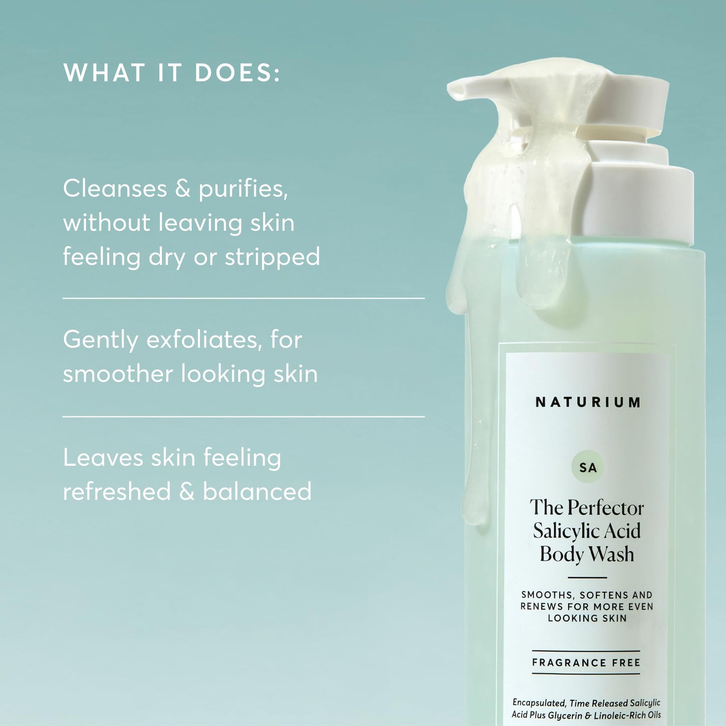 Naturium The Perfector Salicylic Acid Body Wash, Gentle & Smoothing Cleanser, 16.9 oz