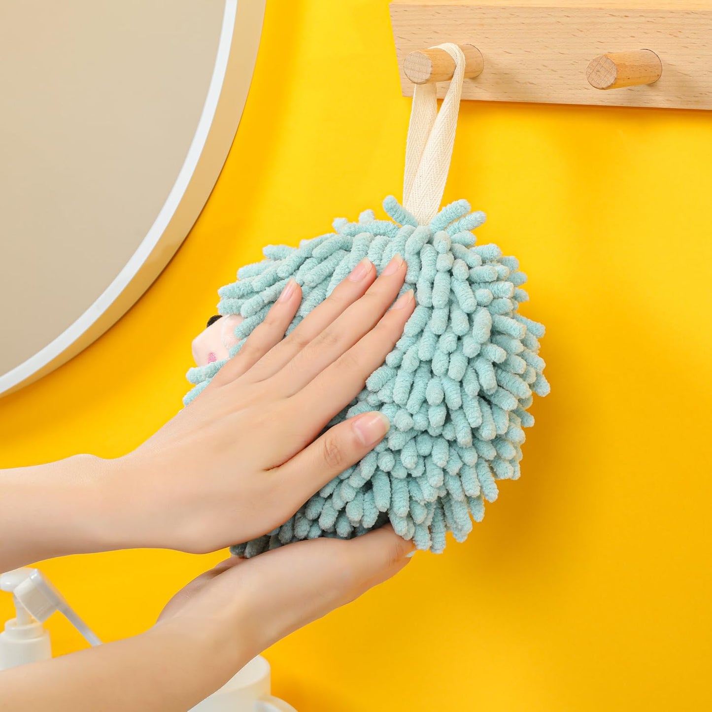 Decorative Hand Towels for Bathroom& Kitchen Cute Hedgehog Animals Themed Hand Towel Measures 6.7 X 7.9 Inches-Dry Your Hands, Green