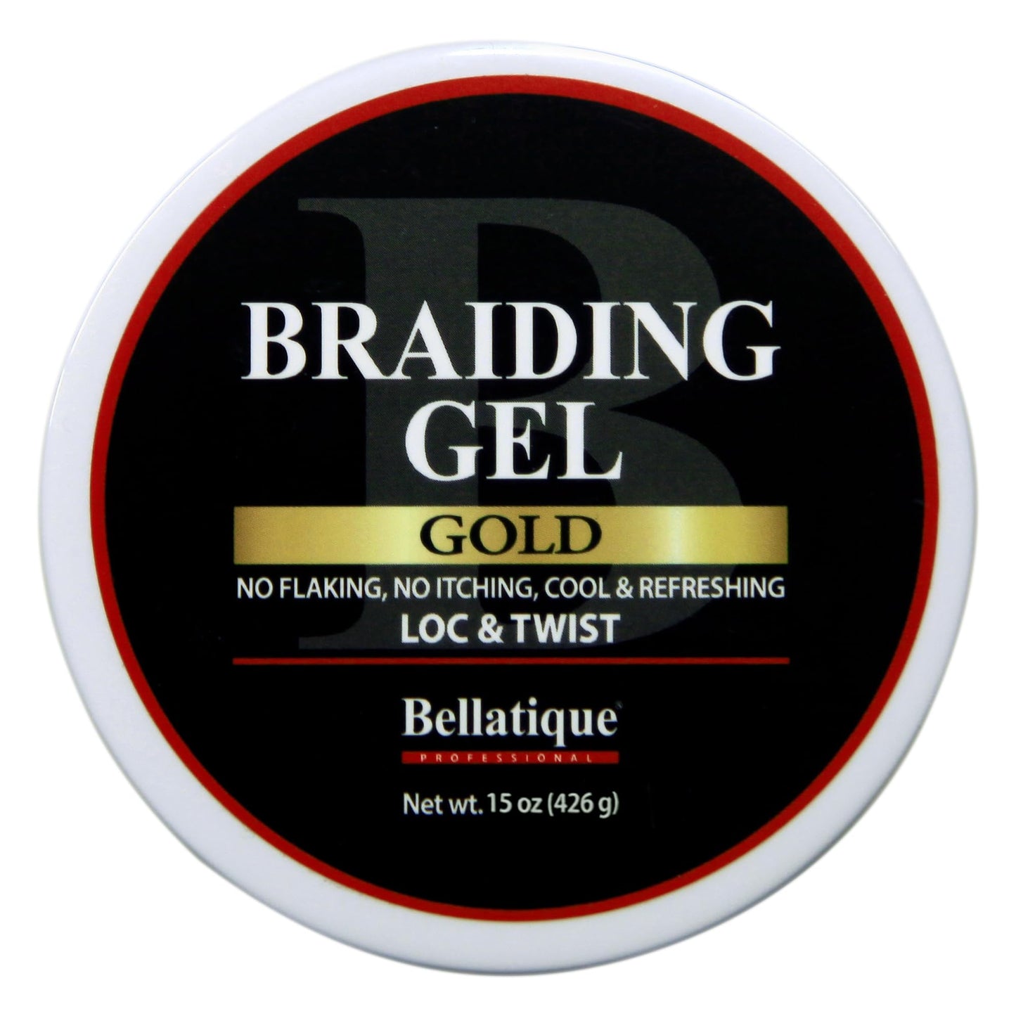 BELLATIQUE GOLD Braiding Gel Maximum Hold for LOC & Twist - No Flaking, No Whitening, Fast Drying, High Shine, Cool & Refreshing, Long Lasting Hold