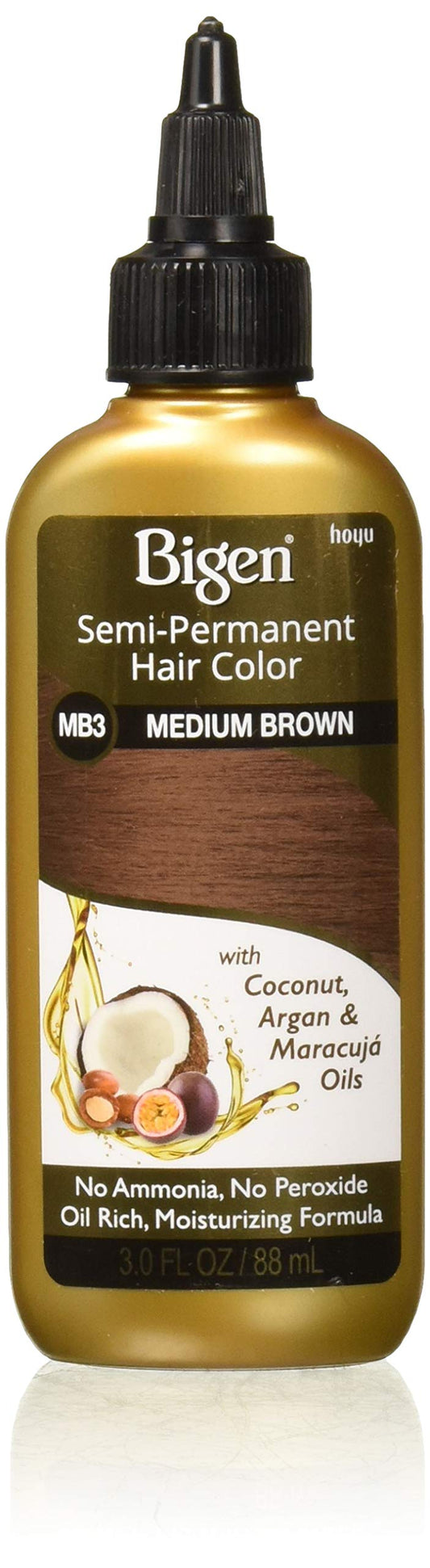 Bigen Semi Permanent Hair Color, #MB3 Medium Brown, 3 oz (Pack of 2)