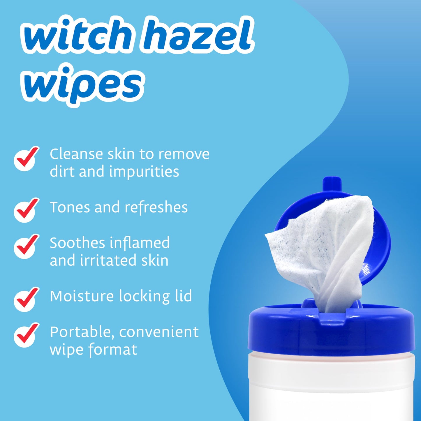 The Pharma-C Company Witch Hazel Wipes [40 Wipes] - Daily Toner & Astringent Cleansing Cloths For Face