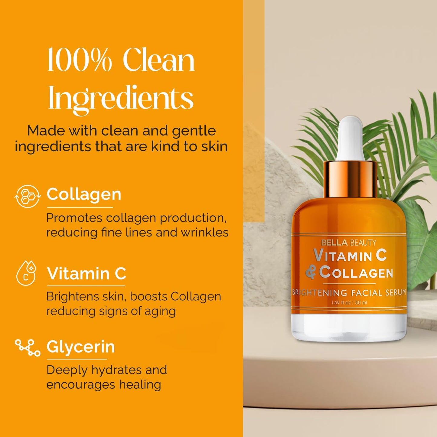 Bella Beauty Vitamin C Serum with Collagen - Dark Spot Reduction, Skin & Anti-Aging - Dermatologist Tested, Cruelty-Free Korean Skin Care for All