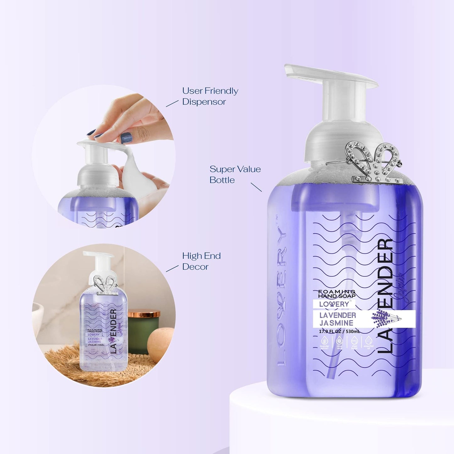 Valentines Foaming Hand Soap,3 Pack, Moisturizing Hand Soap with Aloe Vera & Essential Oils, Alcohol-Free Hand Wash in Vanilla Coconut Scent, Scented Beauty and Personal Care LOVERY
