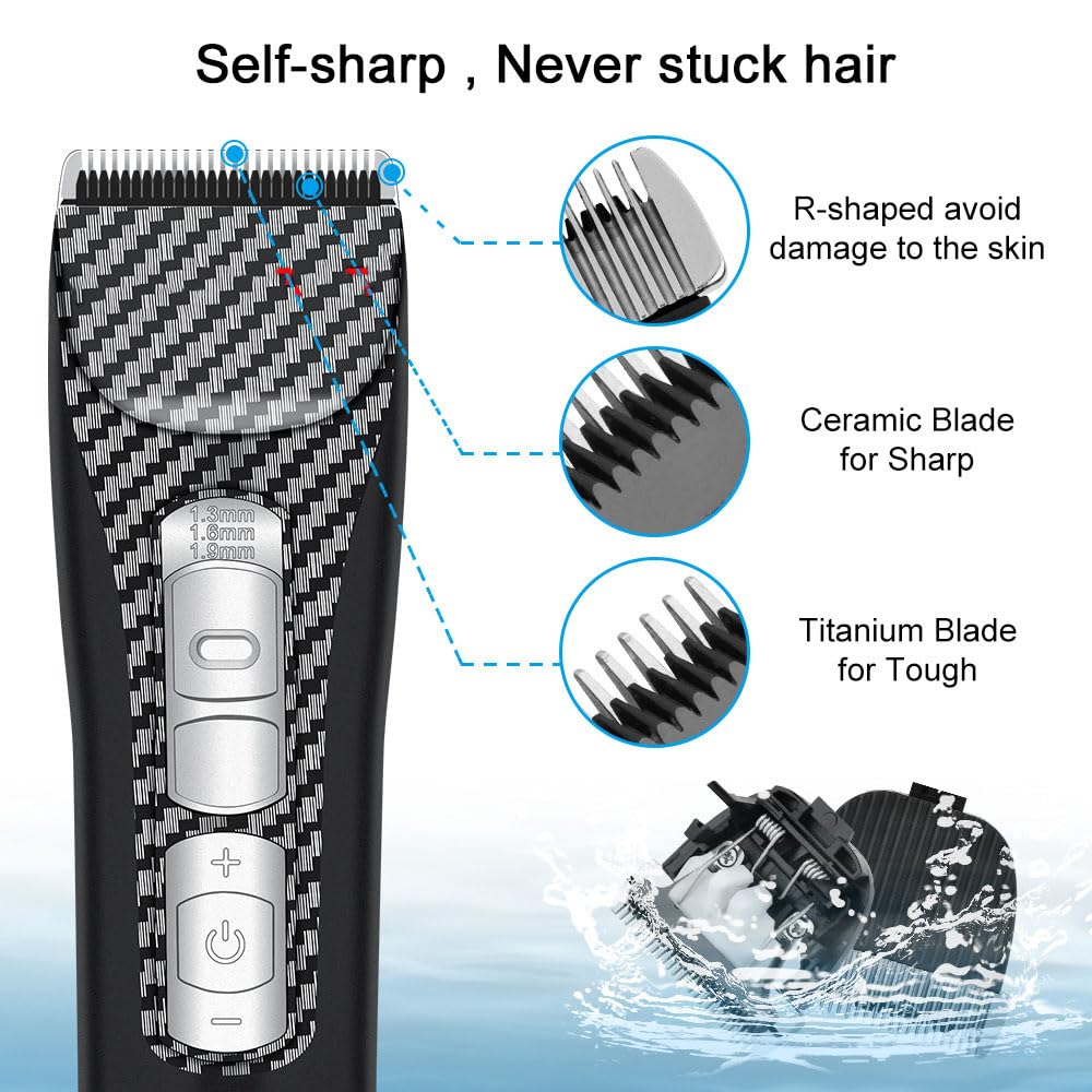 Hair Clippers for Men, Professional and Trimmers Set with LED Display, 2 Guide Combs,Cordless Beard Trimmer, Rechargeable Electric Shaver Beauty and Personal Care QDKVTNDJZ