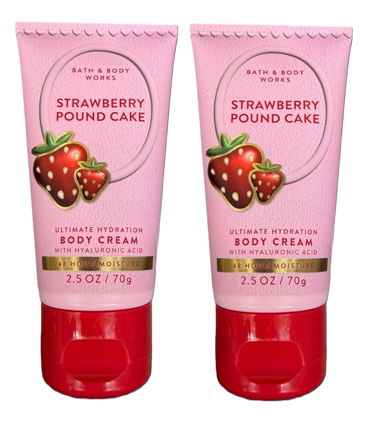 Bath and Body Works Travel Cream 2.5 oz - Pack of 2 (Strawberry Pound Cake)