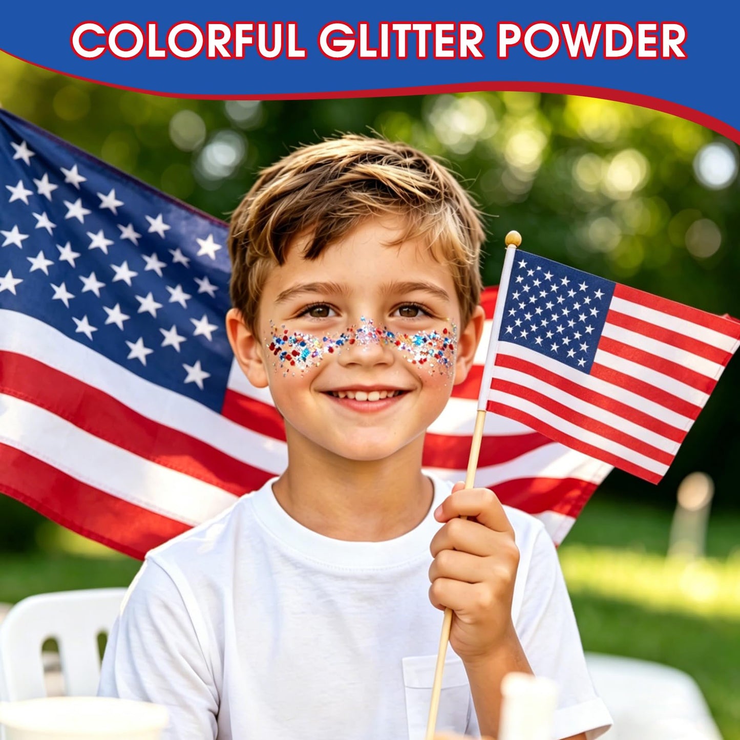 4th of July Glitter Stick, Body Glitter Stick,Mardi Gras Accessories,Sparkling Face Hair Glitter,Mermaid Sequins Chunky Glitter Face Paint,Singer