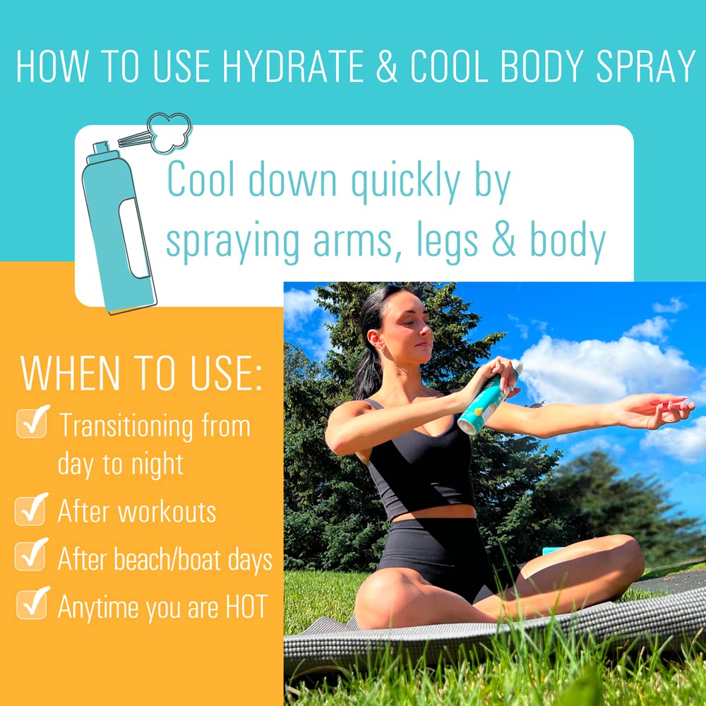 Village Naturals Therapy Wellness Hydrate & Cool Body Spray - Protect and Moisturize Skin with Vitamin C, Menthol and Hyaluronic Acid - Full Body