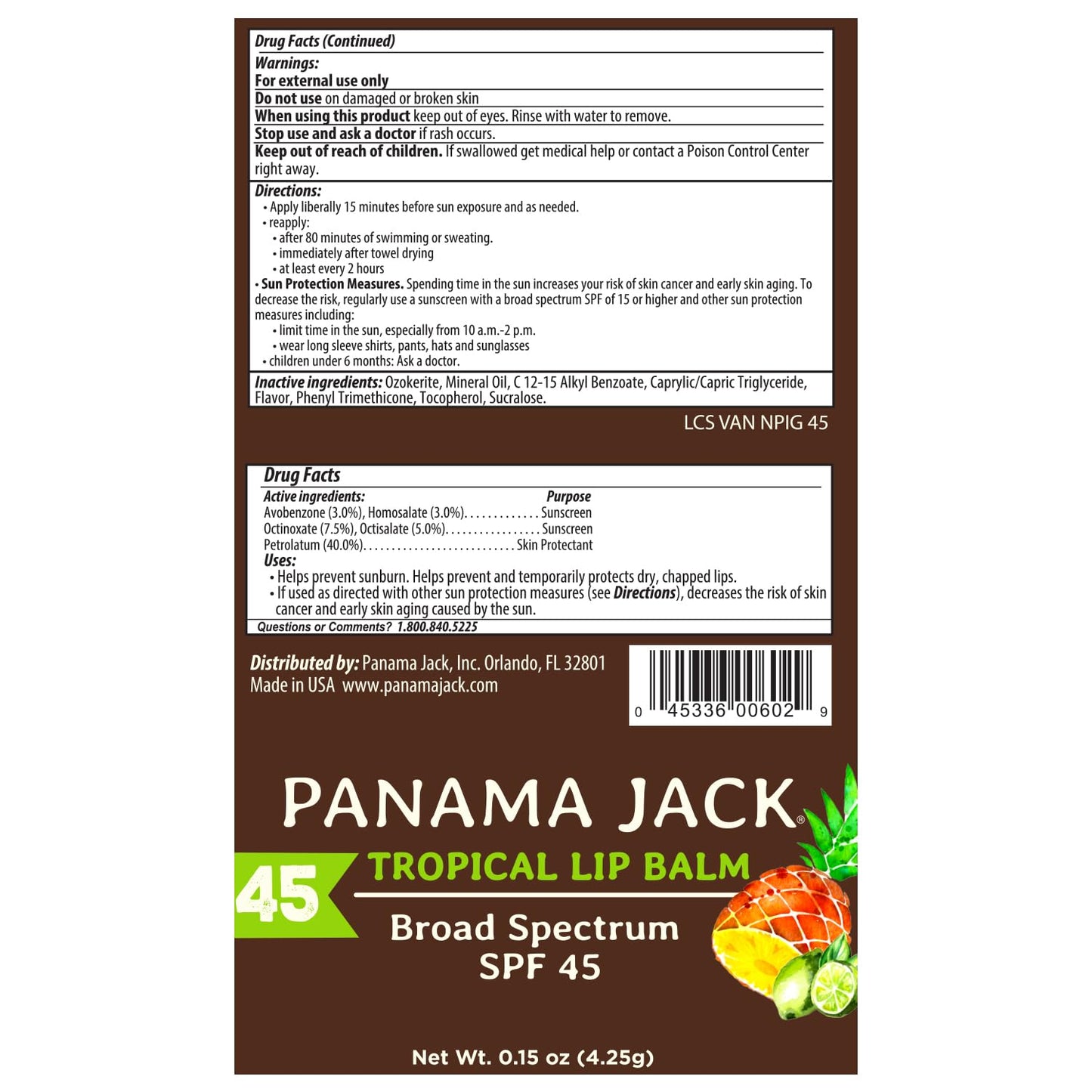 Panama Jack Sunscreen Lip Balm - SPF 45, Flavor Pack, Broad Spectrum UVA-UVB Sunscreen Protection, Prevents & Soothes Dry, Chapped Lips