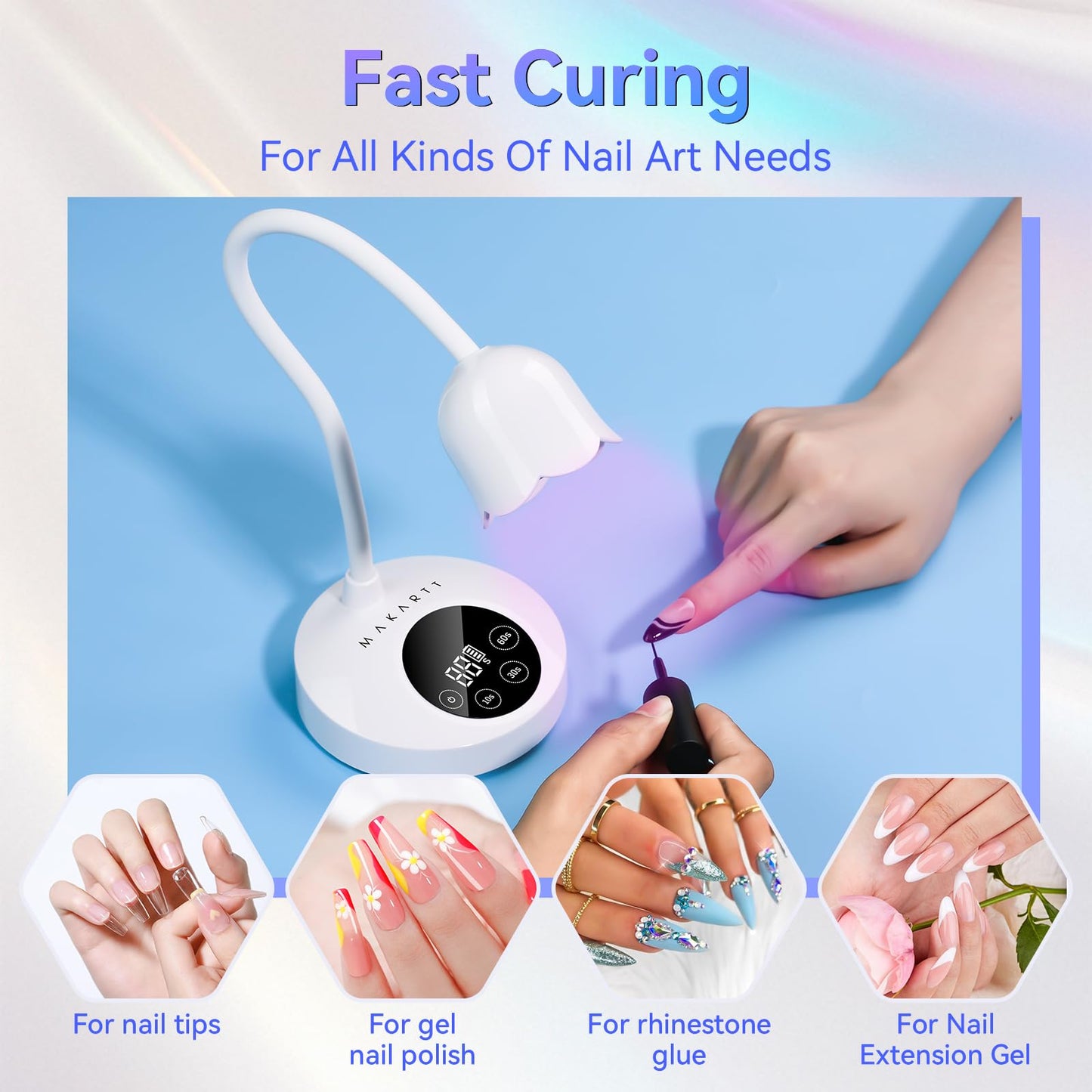 Makartt UV Nail Lamp: Mini UV Light for Gel Nails Polish Luminoza 30mW/cm² Rechargeable LED Nail Light Nail Dryer with 4 Timers & Auto Sensor, Fast Beauty and Personal Care Makartt