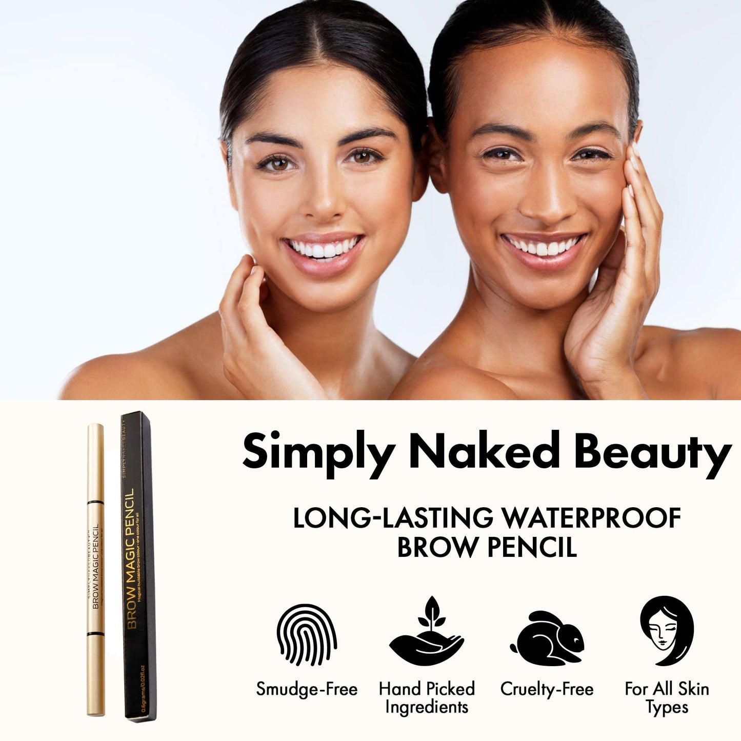 Simply Naked Beauty Brow Master - Magic Brow colour pencil | Buildable Mineral Brown Eyebrow Pencil kit. Eye makeup for dramatic brows. Suits any skin