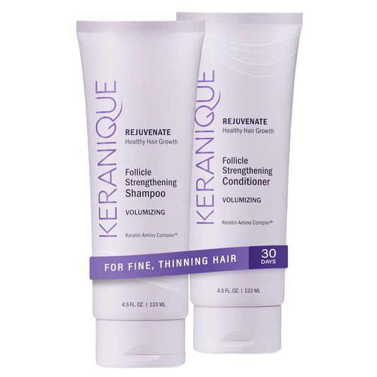 Keranique Volumizing Shampoo & Conditioner Set for Hair Repair, Growth & Thinning Hair Support - Keratin, Biotin, Menthol & Niacinamide, Lightweight