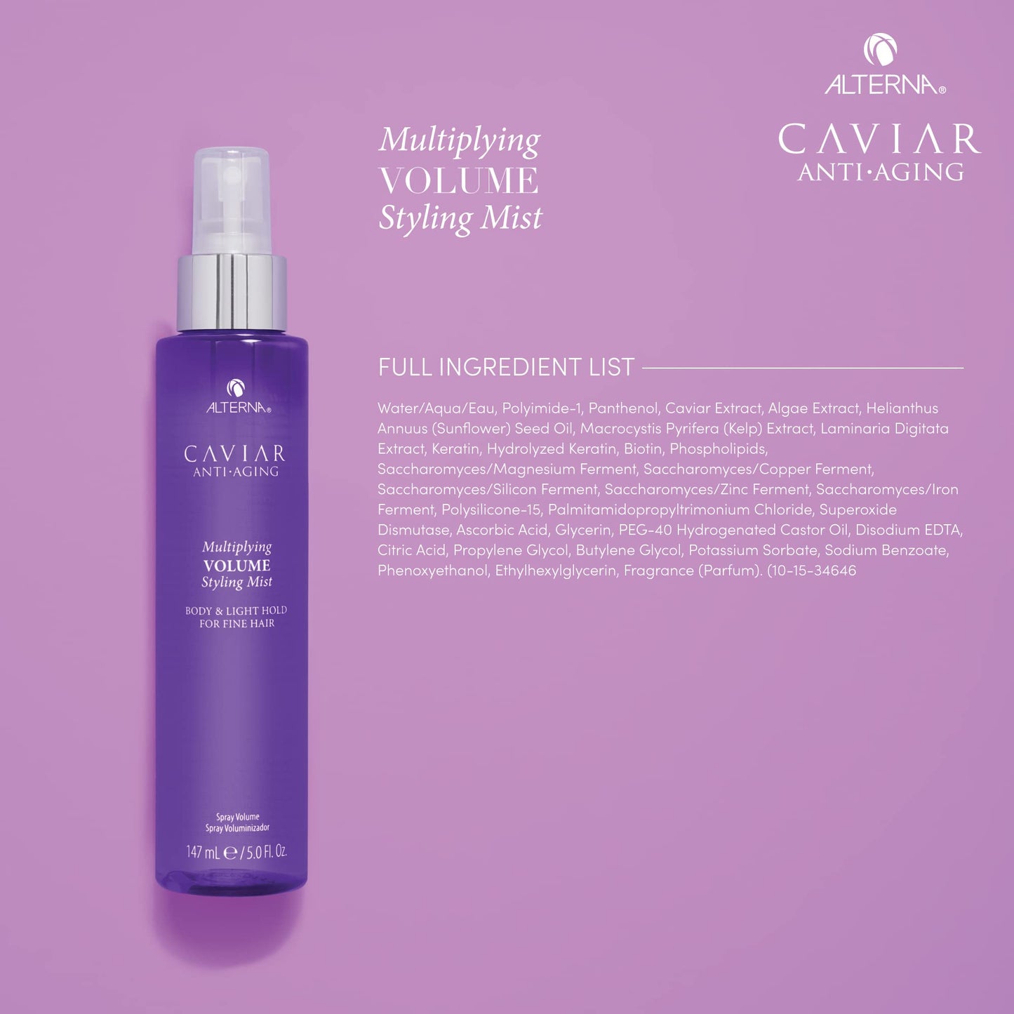 Alterna Haircare CAVIAR Anti-Aging Multiplying Volume Styling Mist, 5 Fl Oz | For Fine, Thin Hair | Light Hold | Create Instant Volume and Thickness |