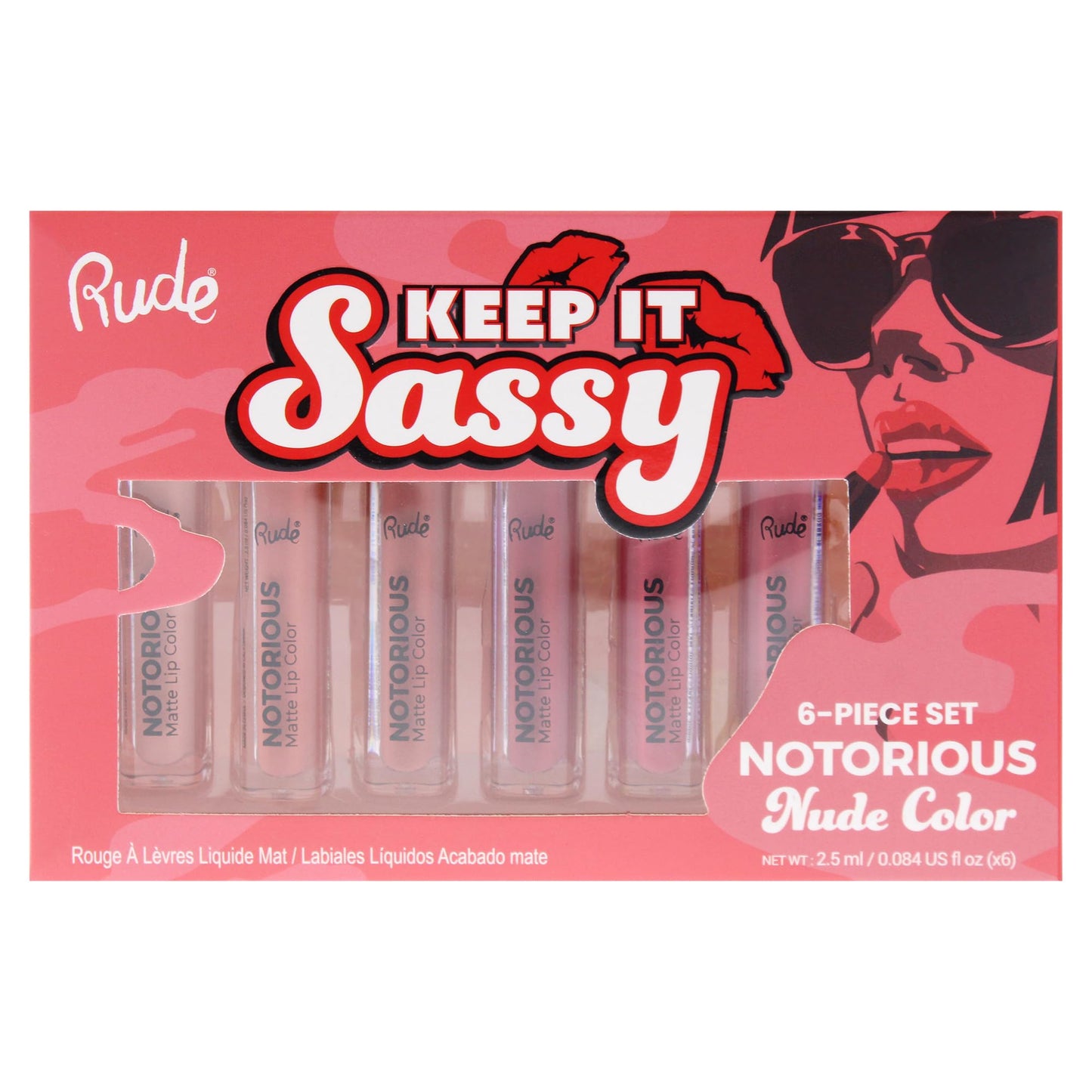 Rude Cosmetics Keep it Sassy Notorious Set - Nude for Women - 6 Pc