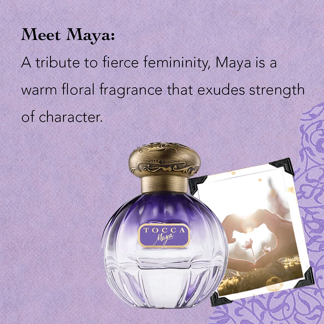 Tocca Women's Eau de Parfum, Maya Fragrance, 1.7oz (50 ml) - Warm Floral, Wild Iris, Blackcurrant, Patchouli Heart - Hand-Finished Bottle