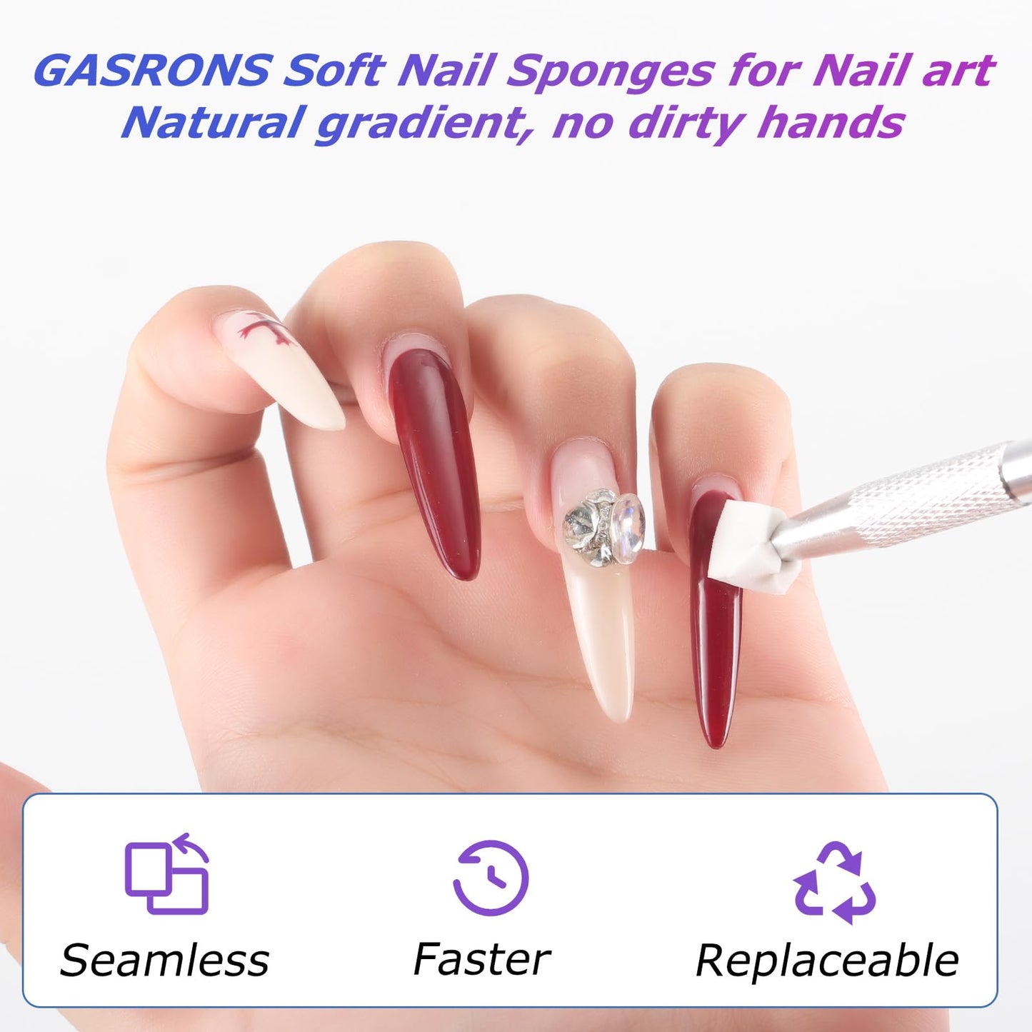 GASRONS Soft Nail Sponges?200PCS?, Reusable Nail sponges,Nail DIY sponges, Nail Art sponges, Nail Brush Professional Accessories Manicure Salon Beauty and Personal Care GASRONS