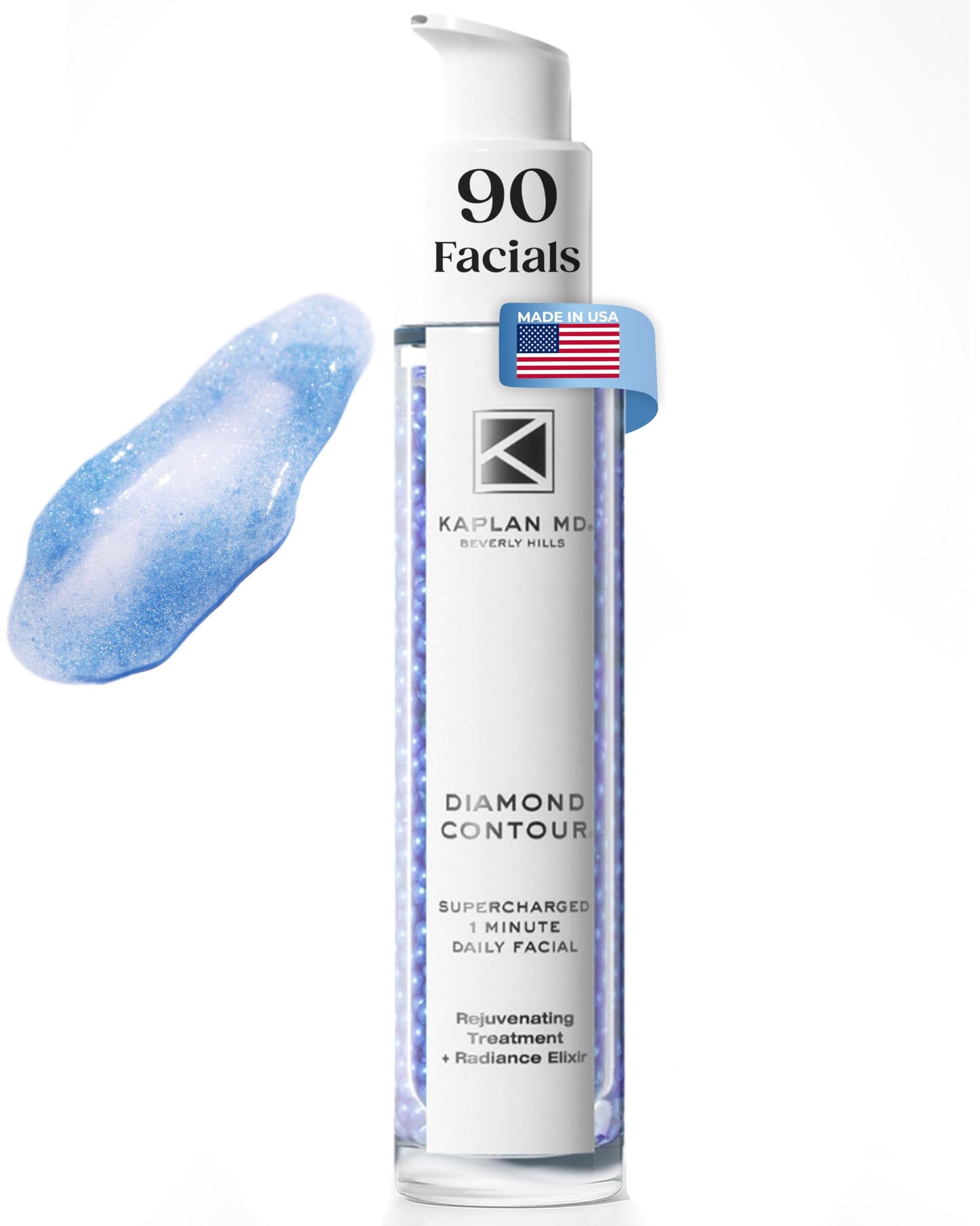 KAPLAN MD Diamond Contour Supercharged 1 Minute Daily Facial - Anti-Aging Serum for Face with Exfoliating Crushed Diamonds & Fruit Enzymes - Radiant