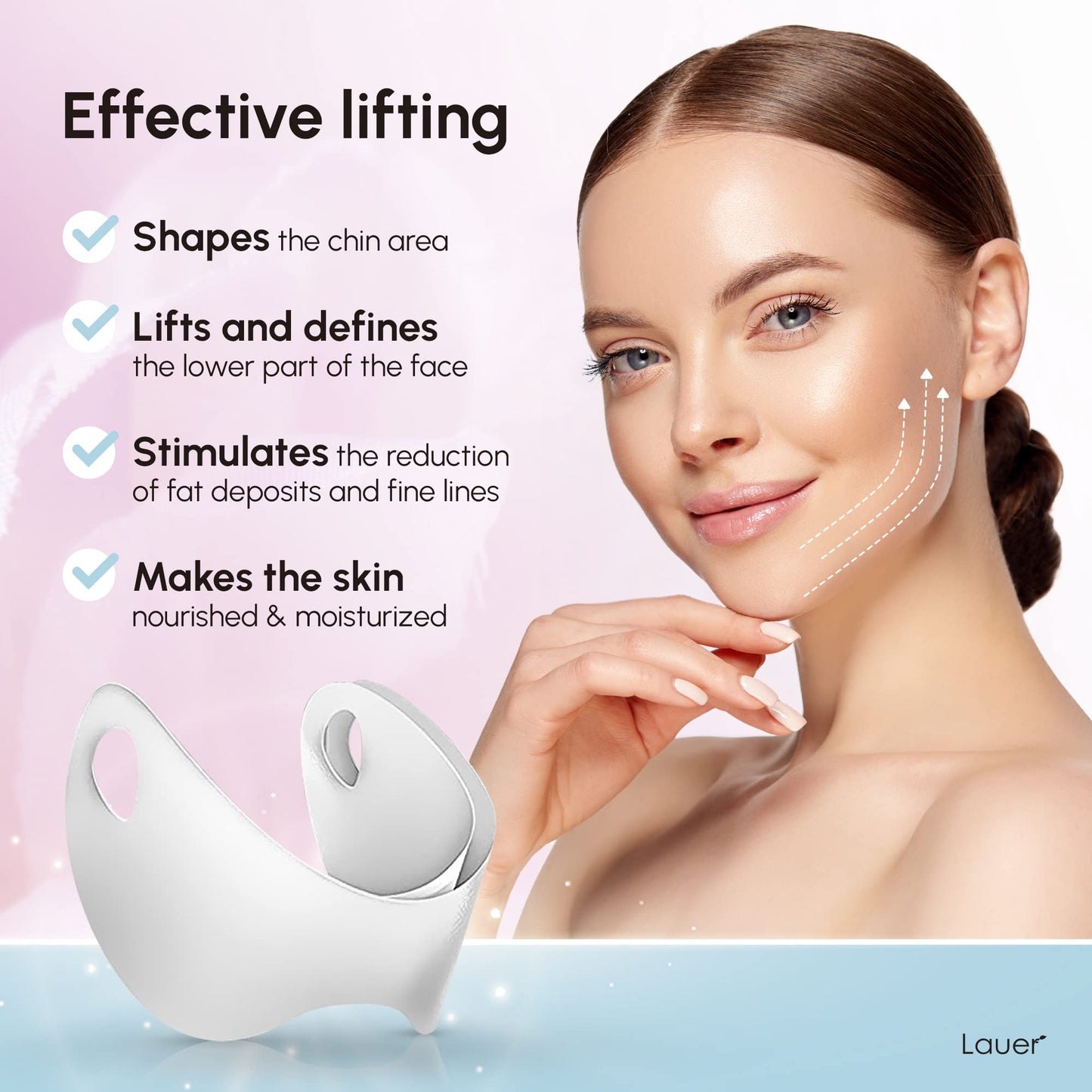 V Shaped Contouring Face Mask Line Shaping Lifting Belt Neck Reduction Jawline Lift Tape Enhancer Firming Chin Up Collagen Hyaluronic Acid Aloe Vera Beauty and Personal Care LAUER COSMETIC