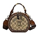 Vintage Women's Bag, Round Crossbody Bag, One Shoulder Crossbody Circle Tote Bag, Large Capacity Daily Purse Handbag for Women Girls