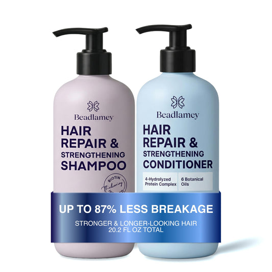 Biotin Shampoo & Conditioner Set For Longer Hair: Promotes Healthy Hair Growth, Strengthens Damaged Hair, Prevents Hair Breakage, Infused With Biotin