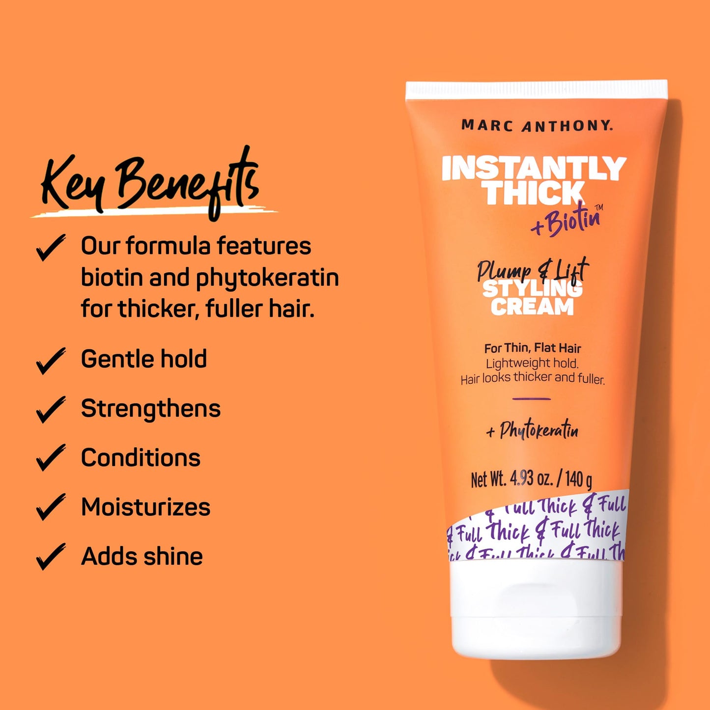 Marc Anthony Styling Hair Cream, Instantly Thickening Biotin & Vitamin E Hair Cream, Lightweight Hold for Thicker & Fuller Volumizing Product