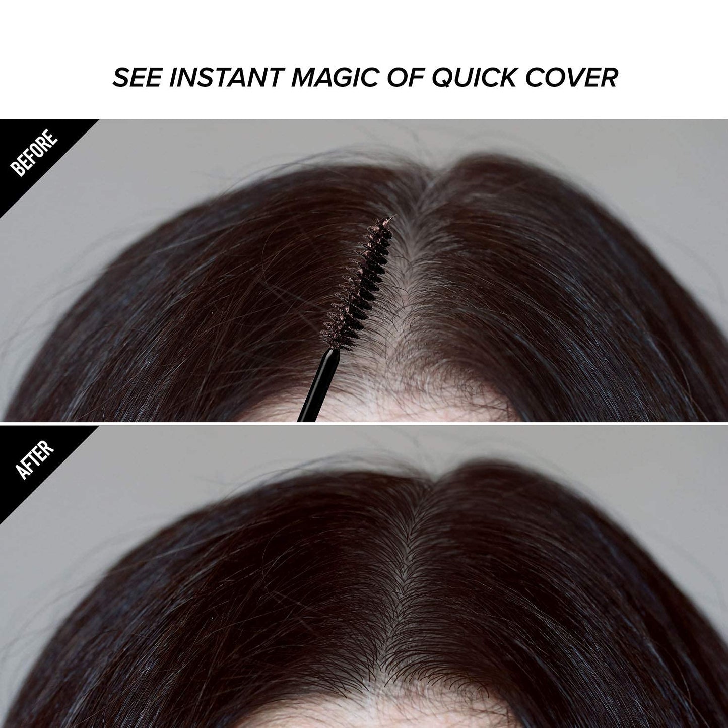RED by KISS Quick Cover Root Touch Up Rescue (Natural Dark Brown), Mascara Natural Water-Resistant Temporary Gray Concealer Cover Up Brush for Hair