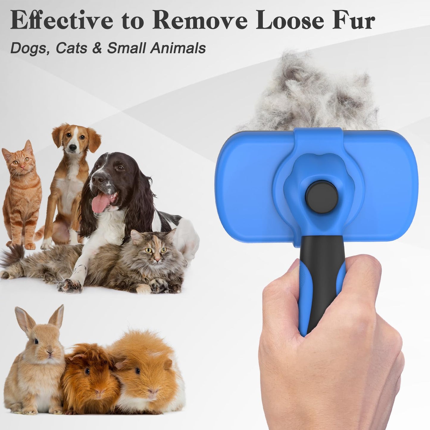 Swihauk Self-Cleaning Slicker Brush – Deshedding Grooming Tool for Dogs & Cats, Skin-Friendly, Blue, Pet Supplies Included