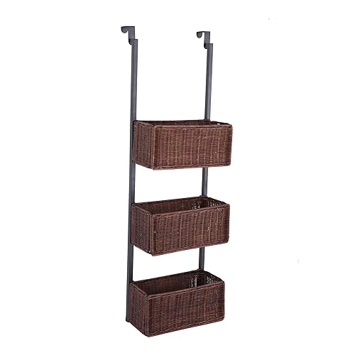 SEI Furniture Cortovo Over-The-Door 3-Tier Basket Storage - Espresso w/ Black
