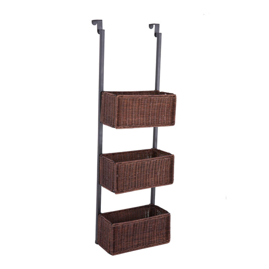 SEI Furniture Cortovo Over-The-Door 3-Tier Basket Storage - Espresso w/ Black