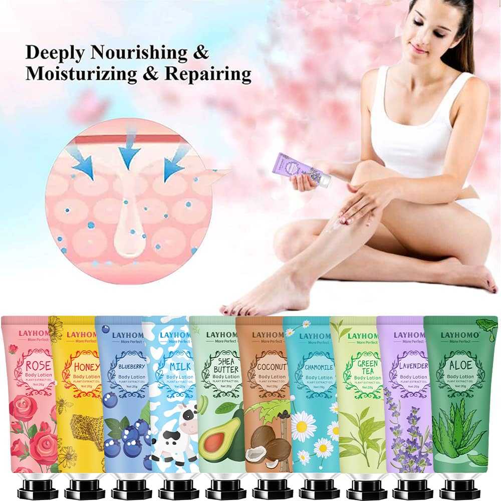 20 Pack Mini Body Lotion Gift Bulk for Dry Skin,Travel Size Small Body Cream With Shea Butter Natural Fragrance Moisturizing Body Lotion for Women