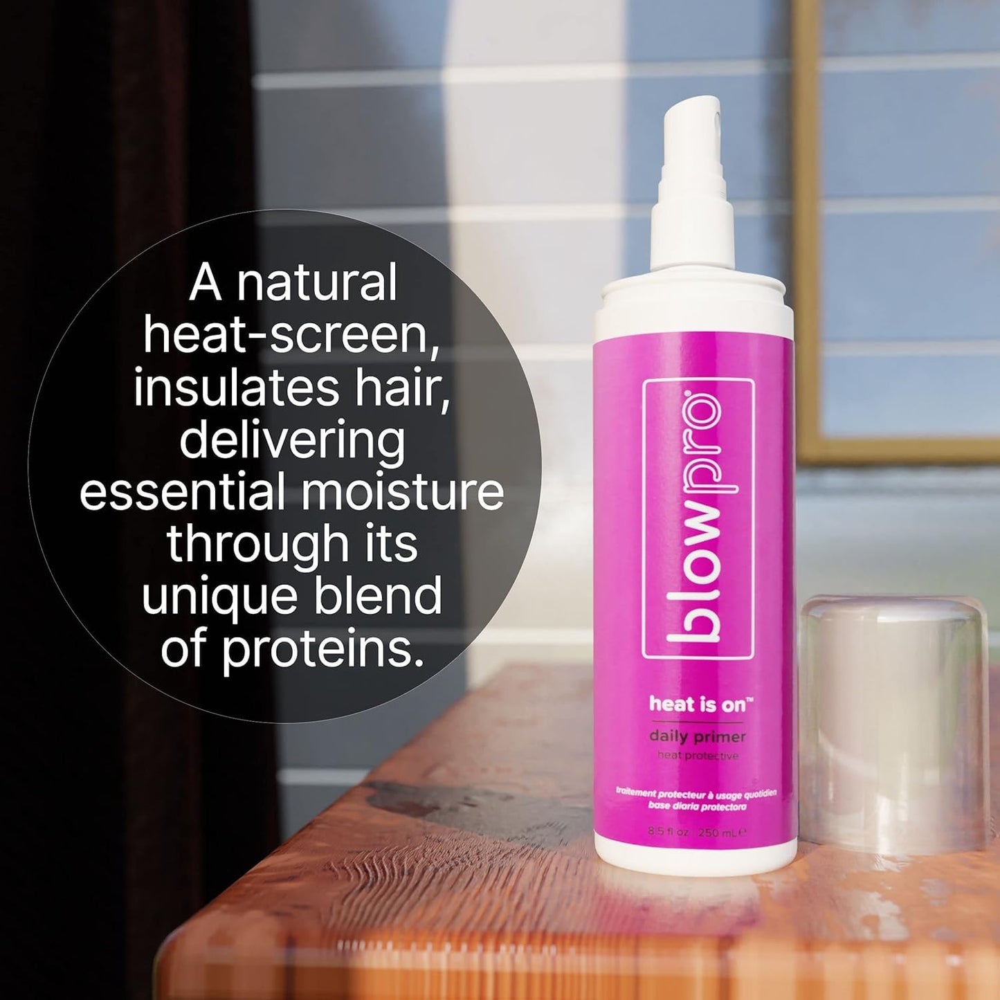 blowpro Heat Is On Daily Primer Heat 8.5oz Protective Mist, Weightless, Restores Natural Proteins, Detangles, Strengthens & Adds Shine to Hair