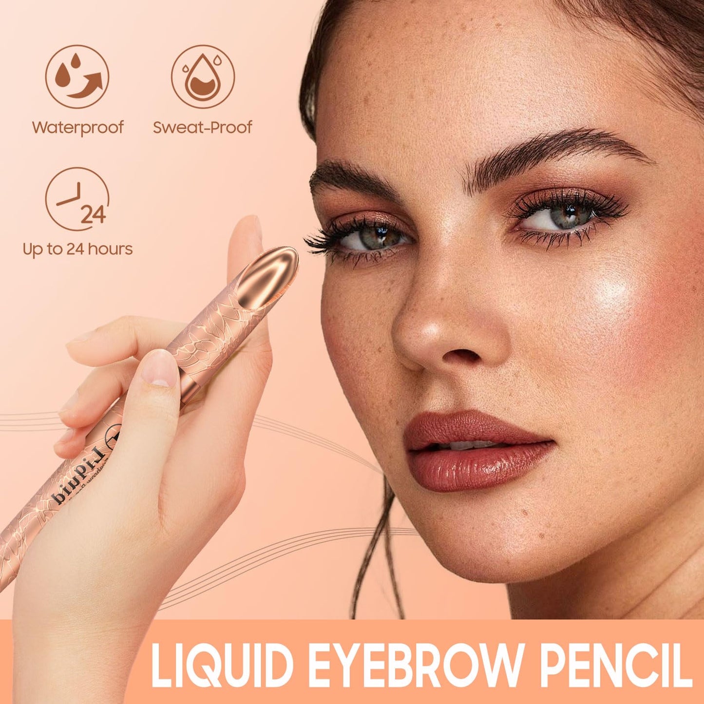 Ursoulney Eyebrow Pen - Upgraded 3D Liquid Eye Brow Microblading Pencil With Micro 4 Point Lift & Brow Pen Snatch, Long-Lasting Waterproof (Dark…