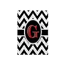 3D Rose Black and White Chevron Monogram Red Initial G Hand Towel, 15" x 22", Multicolor