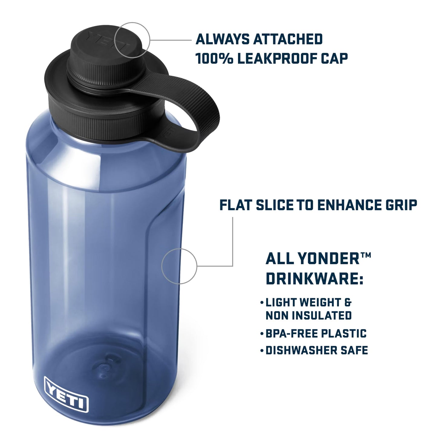 YETI Yonder 1.5L/50 oz Water Bottle with Yonder Tether Cap, Charcoal