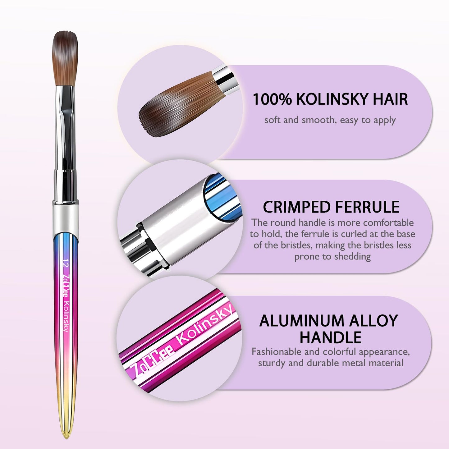 Acrylic Nail Brush - 100% Kolinsky Sable Hair Brush for Acrylic Application - Professional Salon-Grade Tools with Box for Nail Art, Extensions & 3D