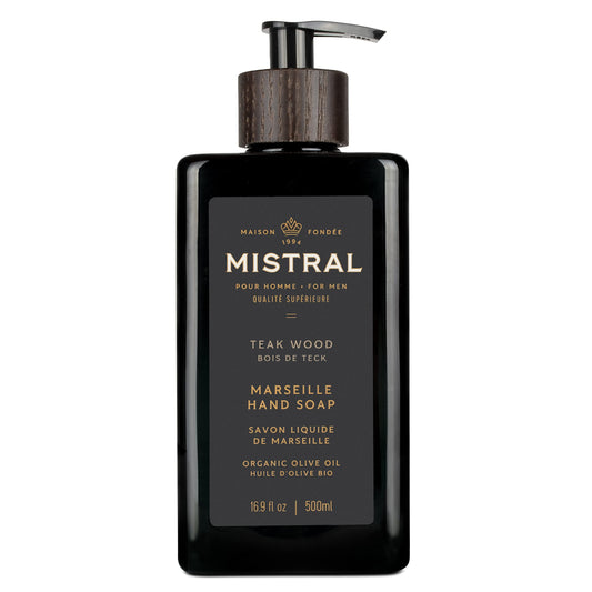 Mistral Teak Wood Liquid Hand Soap for Men | Luxury Moisturizing Handsoap with Organic Olive Oil, Glycerin and Coconut Oil | Rich Lather | Beauty & Personal Care Mistral