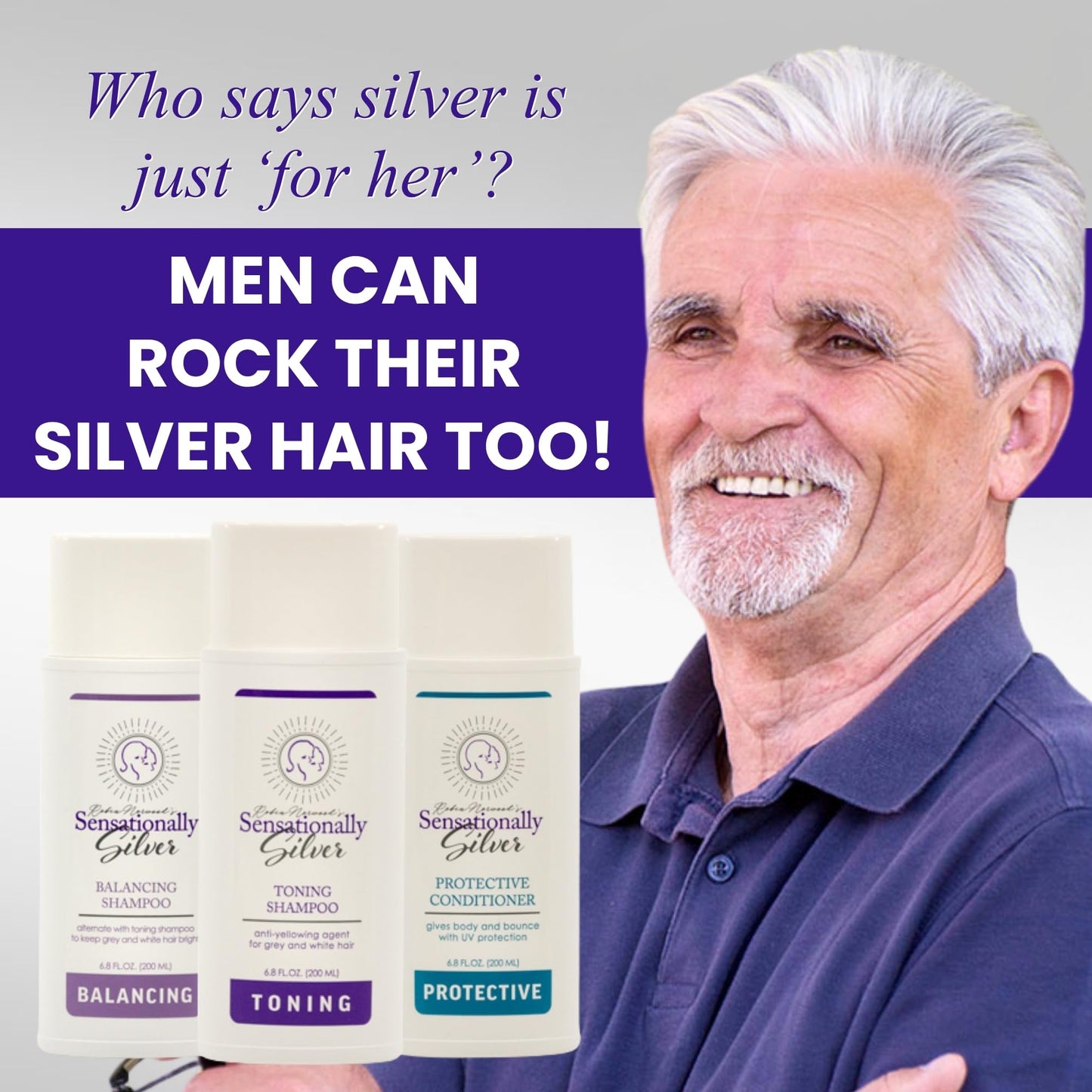 Father's Day | Sensationally Silver 3-Piece Gift Set - Premium Hair Care Trio for Gray, Silver & White Hair | Includes Toning Shampoo, Balancing