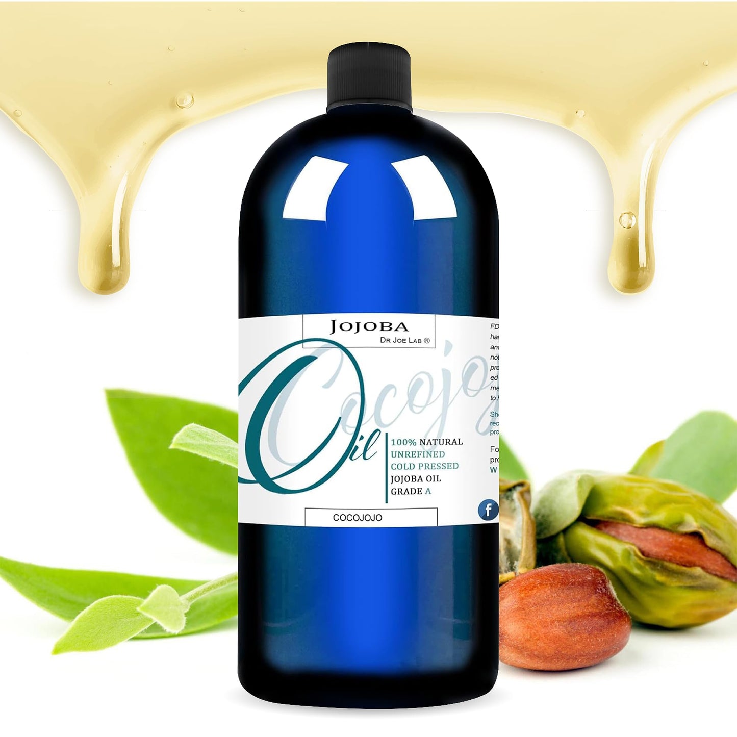 Cocojojo Jojoba Oil Organic, Jojoba Oil for Hair Growth for Skin, Face, 100% Pure Natural, Cold Pressed, Deep Moisturizing Anti-Aging, Essential Oils