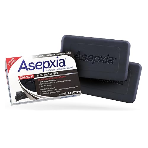 Asepxia Salicylic Acid & Activated Charcoal Bar Soap | Acne Treatment, Reduces Pimples & Blemishes, Deep Cleansing Facial Cleanser, Dries Out Acne