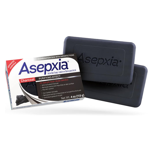 Asepxia Salicylic Acid & Activated Charcoal Bar Soap | Acne Treatment, Reduces Pimples & Blemishes, Deep Cleansing Facial Cleanser, Dries Out Acne