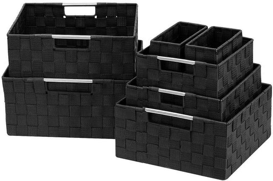 Sorbus Storage Baskets for Organizing (Set of 7), Mesh Hand-Woven Design, Linen Closet Organizers and Storage, Organizer Storage Baskets for Shelves…