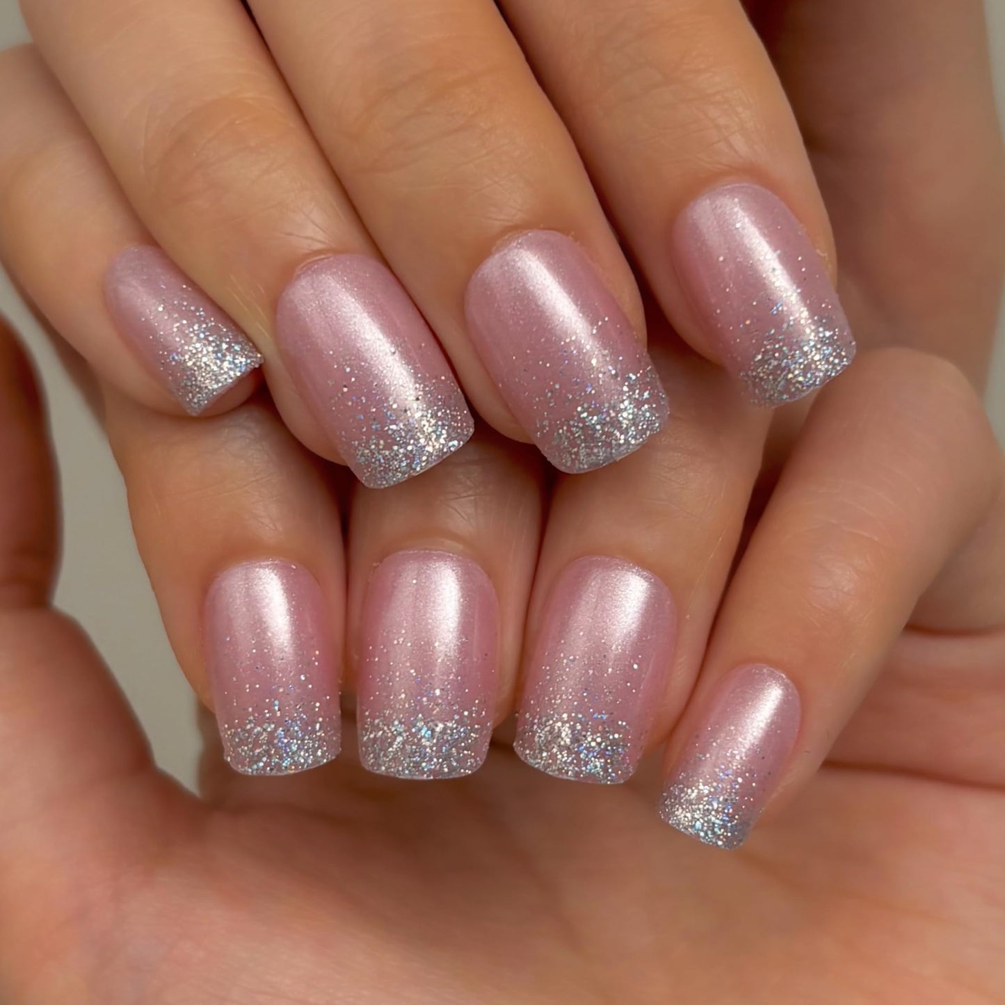 Curvlife 30pcs Short Press On Nails, Shining Stick on Fake Nails Design Glossy Acrylic Nails Tips Glue on Nails For Women False Nail Kit With Nail Beauty and Personal Care CurvLife