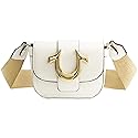 True Religion Women's Crossbody Bag, Mini Flap Adjustable Shoulder Purse Handbag with Horseshoe Logo, White