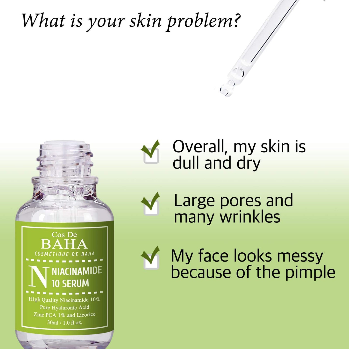 Cos De BAHA Niacinamide 10% Serum 1 Fl Oz - Zinc PCA, Hyaluronic Acid & Aloe for Balancing, Pore-Refining & Uneven Tone (30 ml) Beauty & Personal Care Cos De BAHA