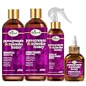 Difeel Pomegranate & Manuka Honey Hair Care Set - 12oz Shampoo, 12oz Conditioner, 8oz Leave-in Spray, 2.5oz Hair Oil