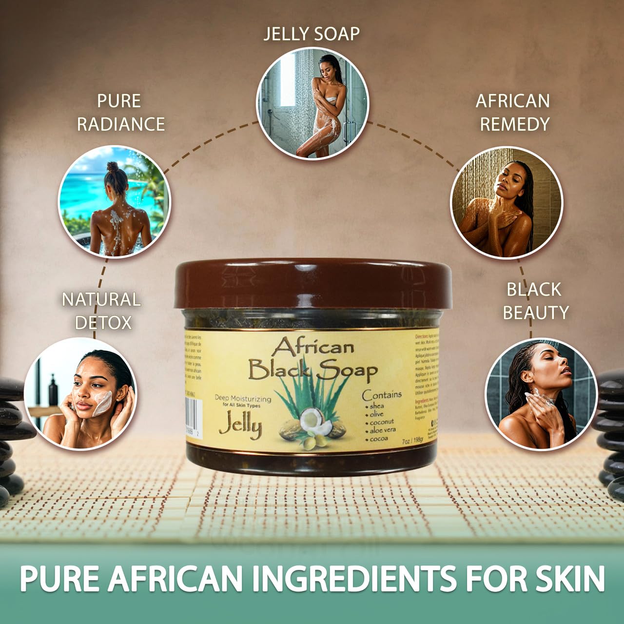 OKAY African Black Soap Jelly Antiseptic Wash - Acne & Blemish Cleanser for Face & Body, Helps with Dark Spots & Uneven Skin Tone, Sulfate, Silicone