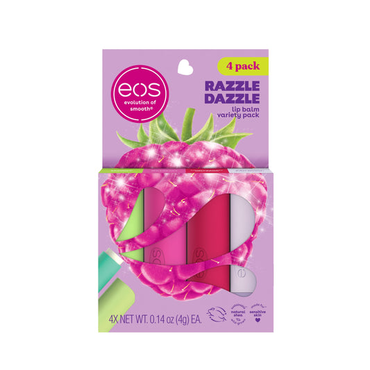eos Lip Balm Gift Set- Razzle Dazzle, Limited-Edition Lip Moisturizer, Variety Pack, 0.14 oz, 4-Pack Beauty and Personal Care eos