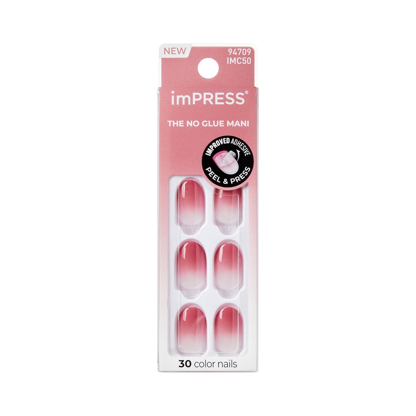 Impress Color Ombre Press On Nails, 'Beat The Heat', Pink, Short Oval, PureFit Technology, Patented Super Hold Adhesive, Chip Proof, Smudge Proof Beauty & Personal Care imPRESS